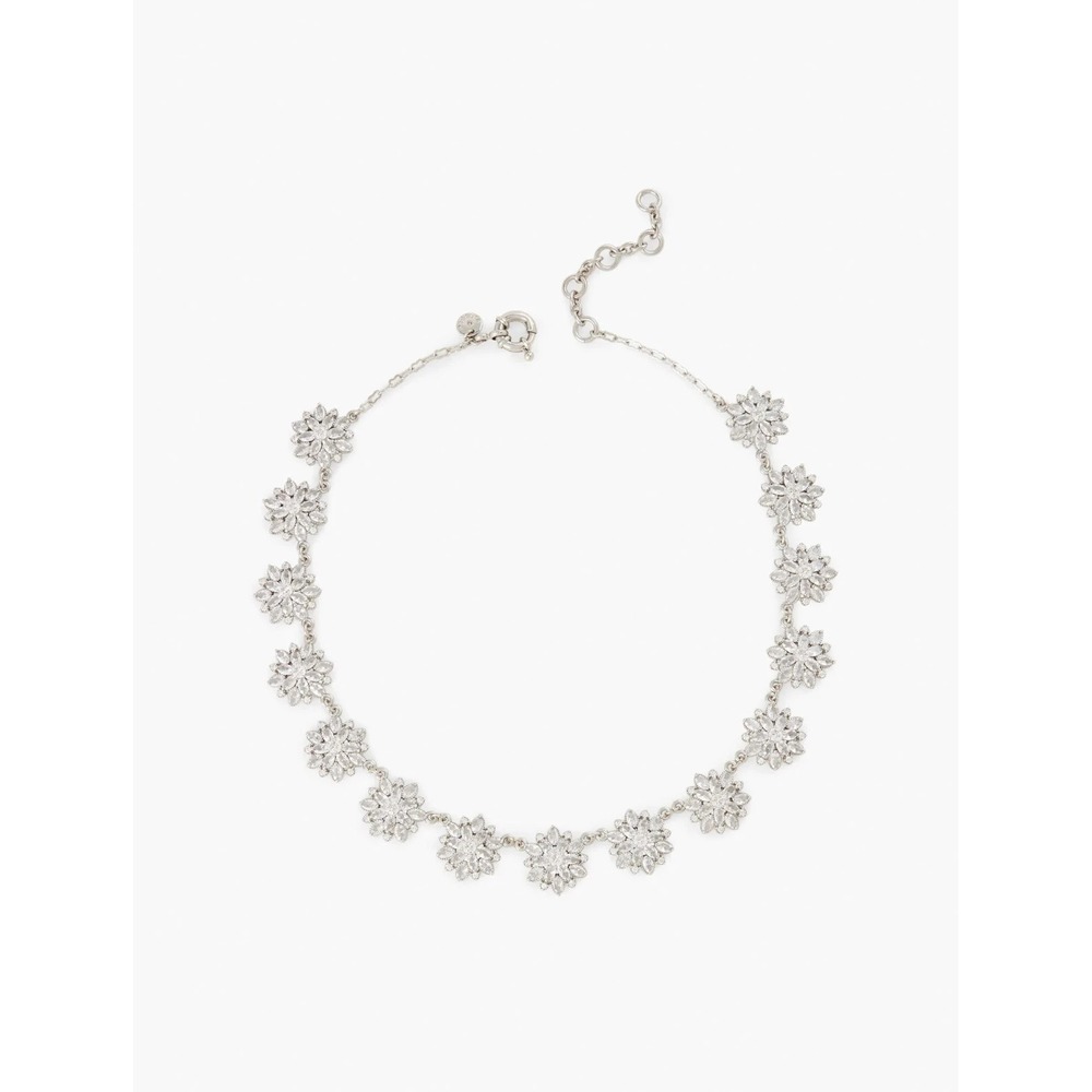 Talbots Snowflake Crystal Necklace Silver Tone Holiday Winter CN5216 NWT